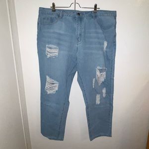 SHEIN Light Wash High Waist Ripped Jeans